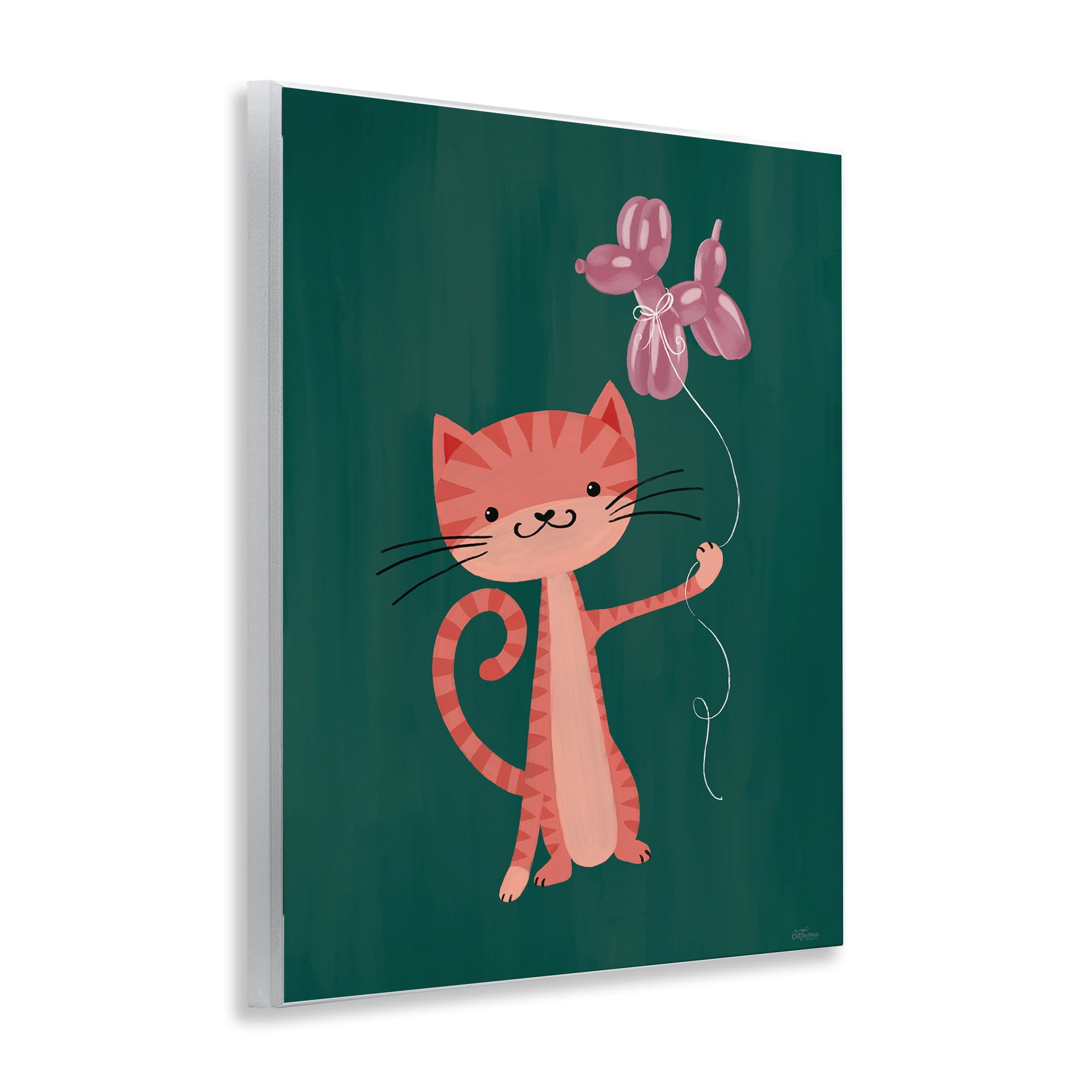 Stupell Industries Balloon Buddy Cat Wall Plaque Art, design by Cat Thurman Designs