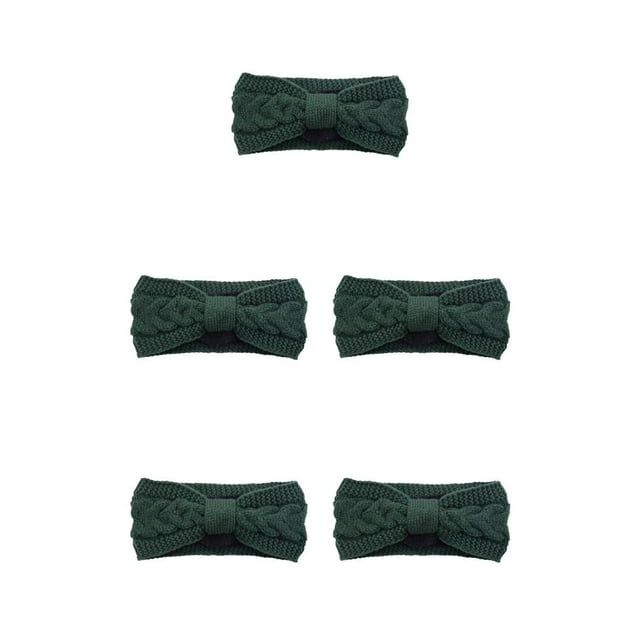 Diadema Minnieouse de ganchillo Bowknot Warm Chunky Verde negruzco