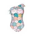thumbnail image 4 of Yiaed Colorful Cute Pig Print Women One Piece Swimsuits Tummy Control One Shoulder Bathing Suits Pattern Ruffle Swimwear-X-Large, 4 of 8