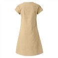 thumbnail image 3 of JUNWELL Robes d'Été pour Femmes 2023 Coton Lin Robe Décontractée Col en V Manches Courtes Ample Grande Taille, 3 of 7