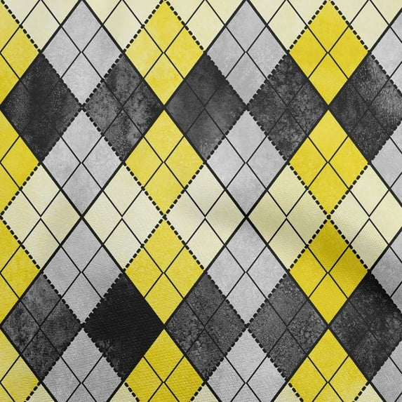 oneOone Cotton Cambric Yellow Fabric Argyle Craft Projects Decor Fabric Printed By The Yard 56 Inch Wide