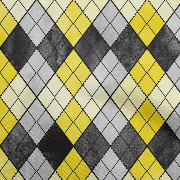 oneOone Georgette Viscose Yellow Fabric Argyle Sewing Craft Projects Fabric Prints By Yard 42 Inch Wide