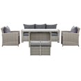 thumbnail image 1 of Light Grey 6-Piece Rattan Patio Furniture Set - Outdoor Sofa, Armchairs & Table for Living Room, Deck & Garden – Durable PE Wicker & Aluminum Frame, 1 of 7