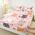 thumbnail image 3 of Castle Fairy Kawaii Cats 4-Piece Full Size Sheets for Teens Boys Girls,Cartoon Animal Bed Sheets,Love Heart Print Lightweight Sheet Sets,Super Cozy Room Decor, 3 of 7