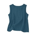 thumbnail image 5 of Soyumi Women Two Piece Short Set Drawstring Elastic Waist Pants Round Neck Tank Tops Comfy Sweatsuit Soft Sleepwear Vacation Outfits Sleeveless Tank Top and Shorts, Dark Blue, 5 of 6