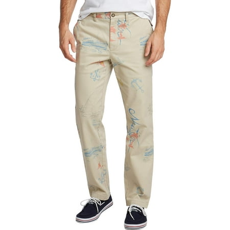 Nautica Mens Printed Classic Fit Khaki Pants