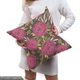 thumbnail image 5 of Floral Fabric by the Yard, Detailed Silhouettes of Roses and Leaves, Upholstery Fabric for Dining Chairs Home Decor Accents, Magenta Dark Warm Taupe by Ambesonne, 5 of 5
