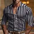 thumbnail image 1 of Nueva camisa abotonada de manga larga para hombre, camisa estampada a rayas de color sólido, camisa musculosa suave y cómoda para hombre, talla grande, 1 of 6