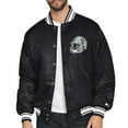 thumbnail image 2 of Men's Starter  Black Las Vegas Raiders Printed Triangle Graphic Satin Full-Snap Varsity Jacket, 2 of 3