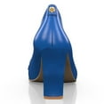 thumbnail image 4 of YDN Women Square Toe Slip on Loafers Knot High Chunky Heels Comfortable Daily Dress Prom Shoes Size 4 Royal Blue, 4 of 4