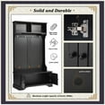 thumbnail image 5 of Hall Tree with Bench and Shoe Storage, 3 In 1 Entryway Bench with Coat Rack, Mudroom Bench with Storage and 4 Double Hooks, Entryway Furniture for Hallway (Black, 40"L x 18.5"W x 72"H), 5 of 9