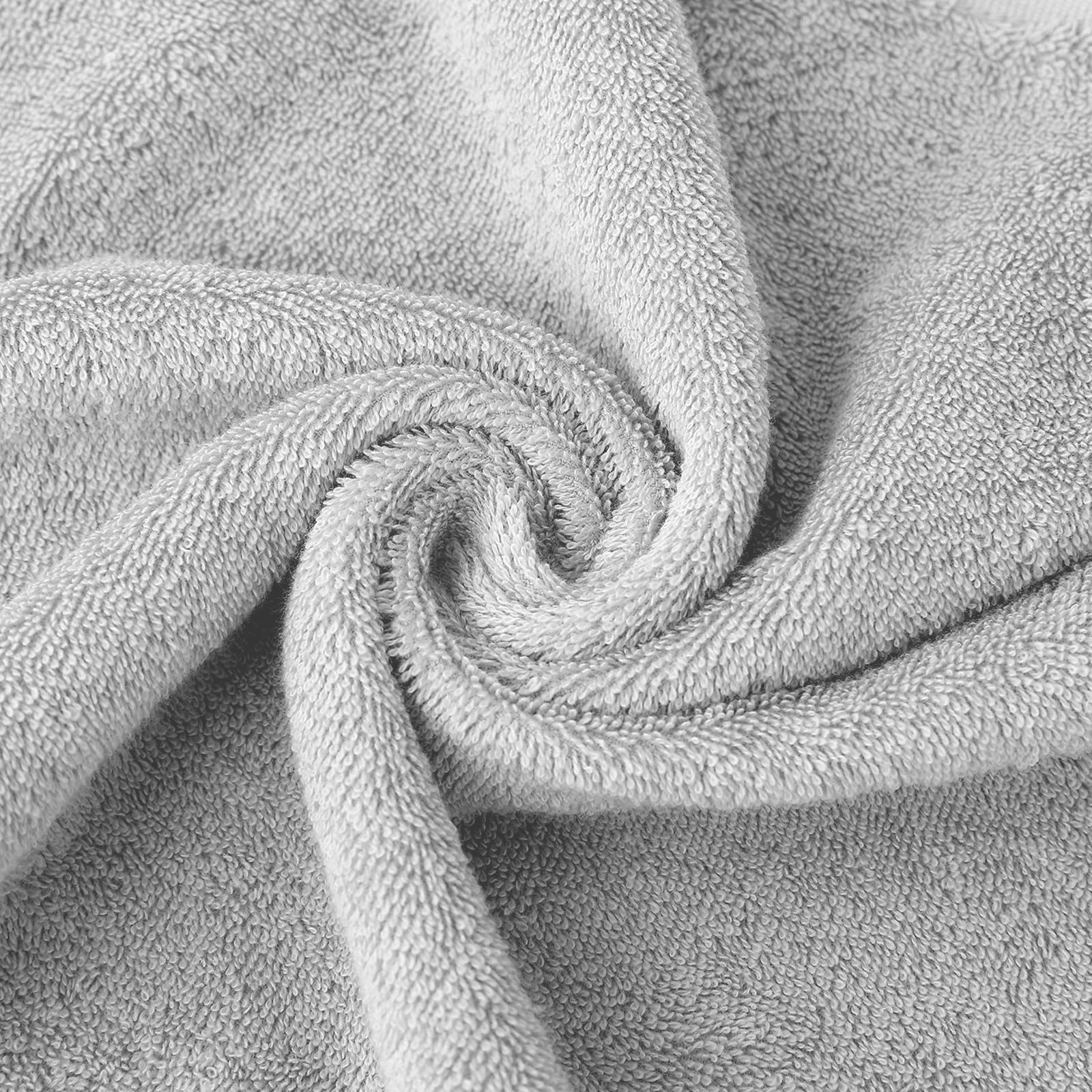 Slhenay Bath Towels, Cotton Towel Set for Bathroom, Hotel, Gym, Spa, Soft Extra Absorbent Quick Dry 28*14 Inch 5 Pcs Gray