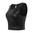 thumbnail image 4 of Fshinging Basic Cute Women Tank Top Glitter Sequin Sleeveless Cropped Casual Summer Clothes 2026 Black L, 4 of 5