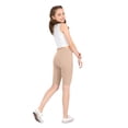 thumbnail image 4 of Girls High Waist Bike Shorts, Knee-Length Tight Leggings for Kids, Quick-Dry Workout Shorts and Seamless Cycling Shorts, Athletic Wear for Yoga and Gym, Age 5-13 Years Khaki 150, 4 of 9