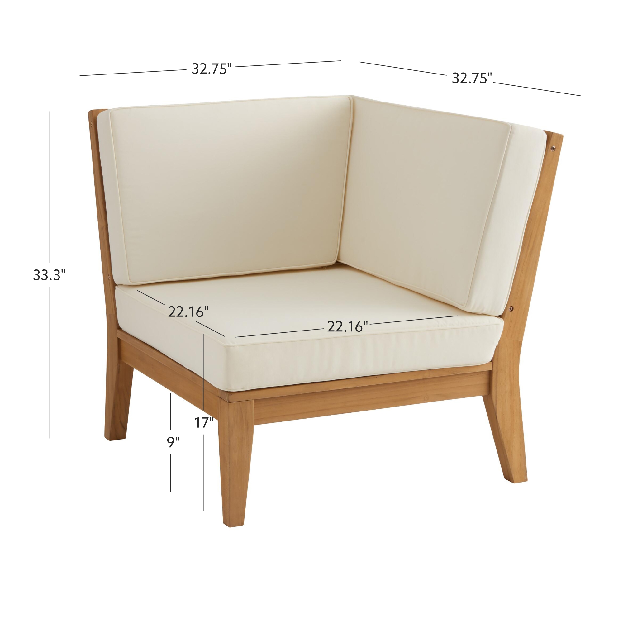 Linon Stonehill Outdoor Corner Chair, Natural/Antique White