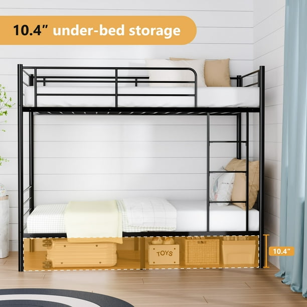 Zimtown Twin over Twin Steel Bunk Beds Frame Ladder Bedroom Dorm Room for Kids Adult Children