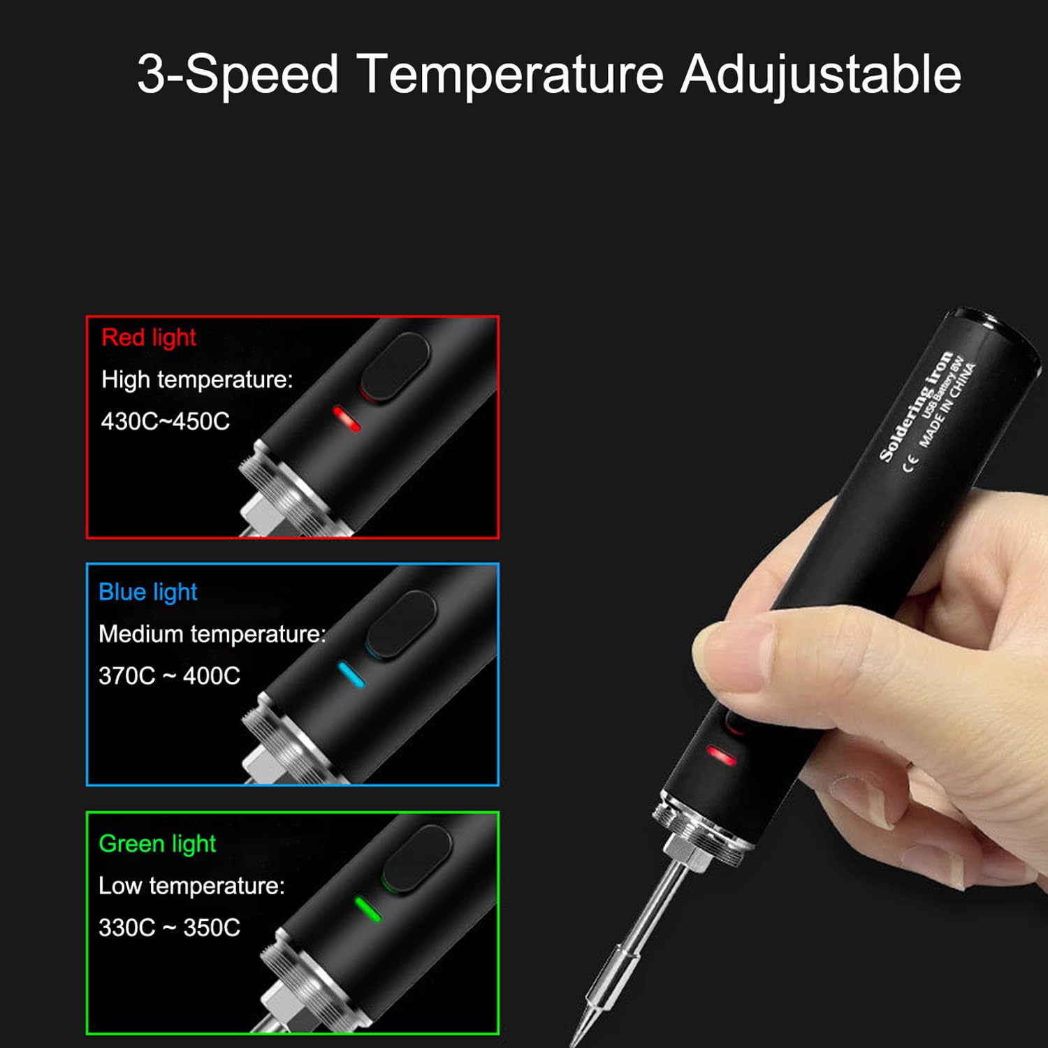 Treedix 10W Cordless Soldering Iron Pen USB Type-C Charging Soldering Tool Household Hand-held Soldering Pen Integrated Heating Core Adjustable Temperature Soldering Tool for Electronics,DIY