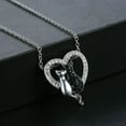 thumbnail image 3 of EOEMY Fashion Couple Crystal White/Black Cat Heart Pendant Necklace Women Jewelry Gift, 3 of 8