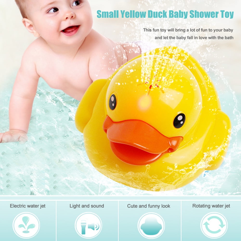 Small Yellow Duck Baby Shower Toy Electric Water Spray Light Music