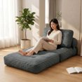 thumbnail image 3 of Convertible Folding Sofa Bed with Back Support, Portable Chair for Living Room Bedroom,Dark Gary, Dark Gray, 3 of 9