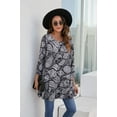 thumbnail image 5 of ENMAIN Women Tunic Tops 3/4 Sleeve Dressy Fall Plus Size Tops Swing Flare T-Shirt Grey Paisley M, 5 of 8