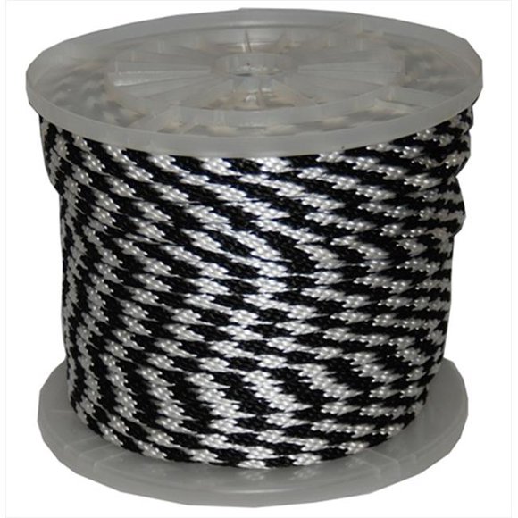 Corde de Derby Multifilament de Propylène Tressée Solide de 375 Po x 300 Pi en Noir et Blanc