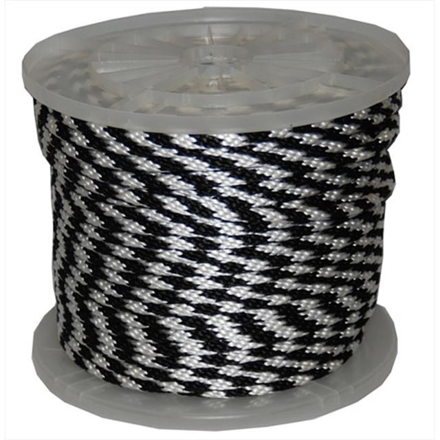 375 in. x 300 ft. Solid Braid Propylene Multifilament Derby Rope in Black and White