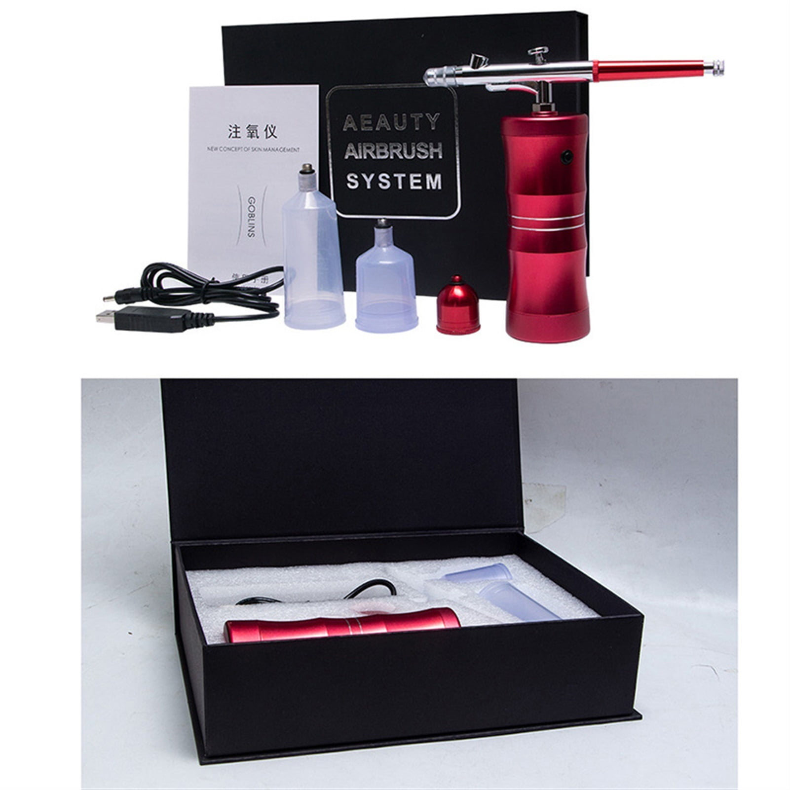 Double USB Charge Protable Airbrush Air Compressor Spray For Gun Cake Nail Art Face&amp;Body Tattoo Make Up Paint Sprayer