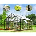 thumbnail image 6 of Jocisland 12x13.5x9 ft Hybrid Polycarbonate Greenhouse with Quick Connector Fast Assembly Clear Panels, Walk in Large Greenhouses for Outdoors, Swing 2 Doors 4 Vents, Black, 6 of 7