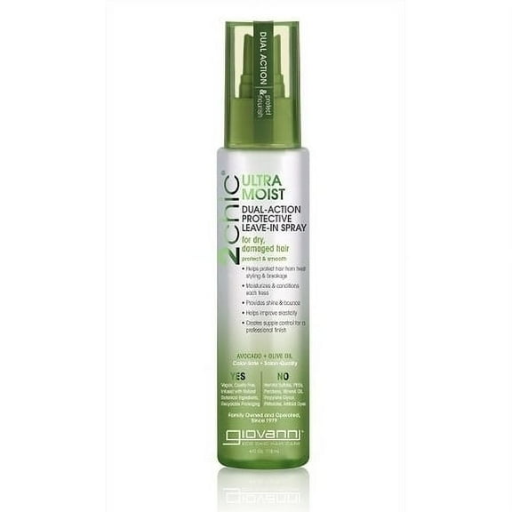 Giovanni Dual Action Protective Spray, Avocado, Olive Oil for Dry, Damaged Hair, No Parabens, Sulfate Free 4 oz