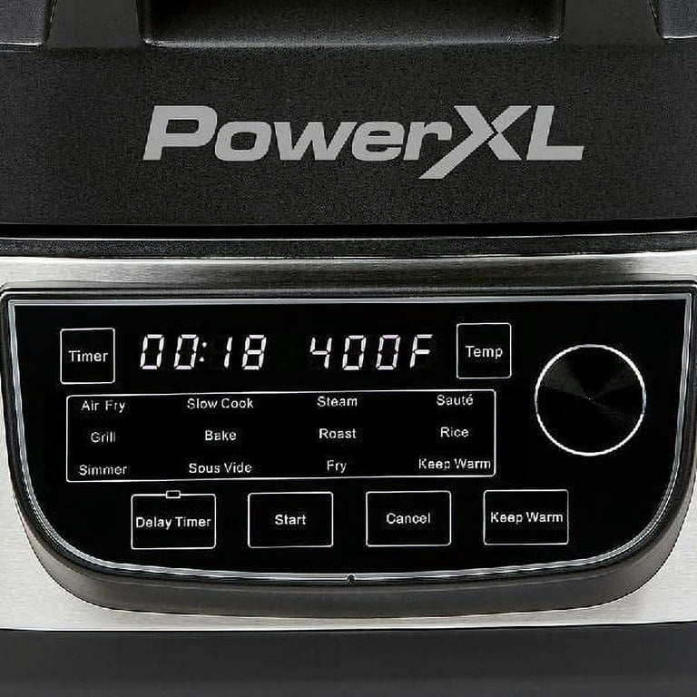 PowerXL Grill Air Fryer Combo 6 QT 12-in-1 Indoor Slow Cooker, Roast, Bake,  1550-Watts, Stainless Steel Finish (Standard)