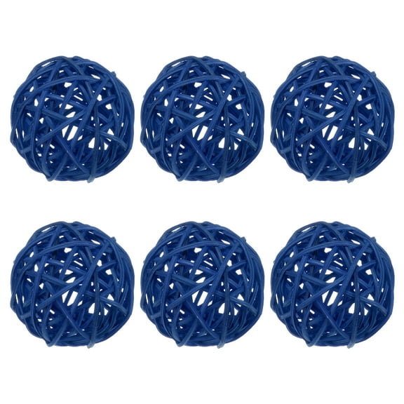 Uxcell 6-Pack Wicker Rattan Balls 80mm/3.2 Inch Decorative Rattan Balls for Christmas Weddings Thanksgiving Blue