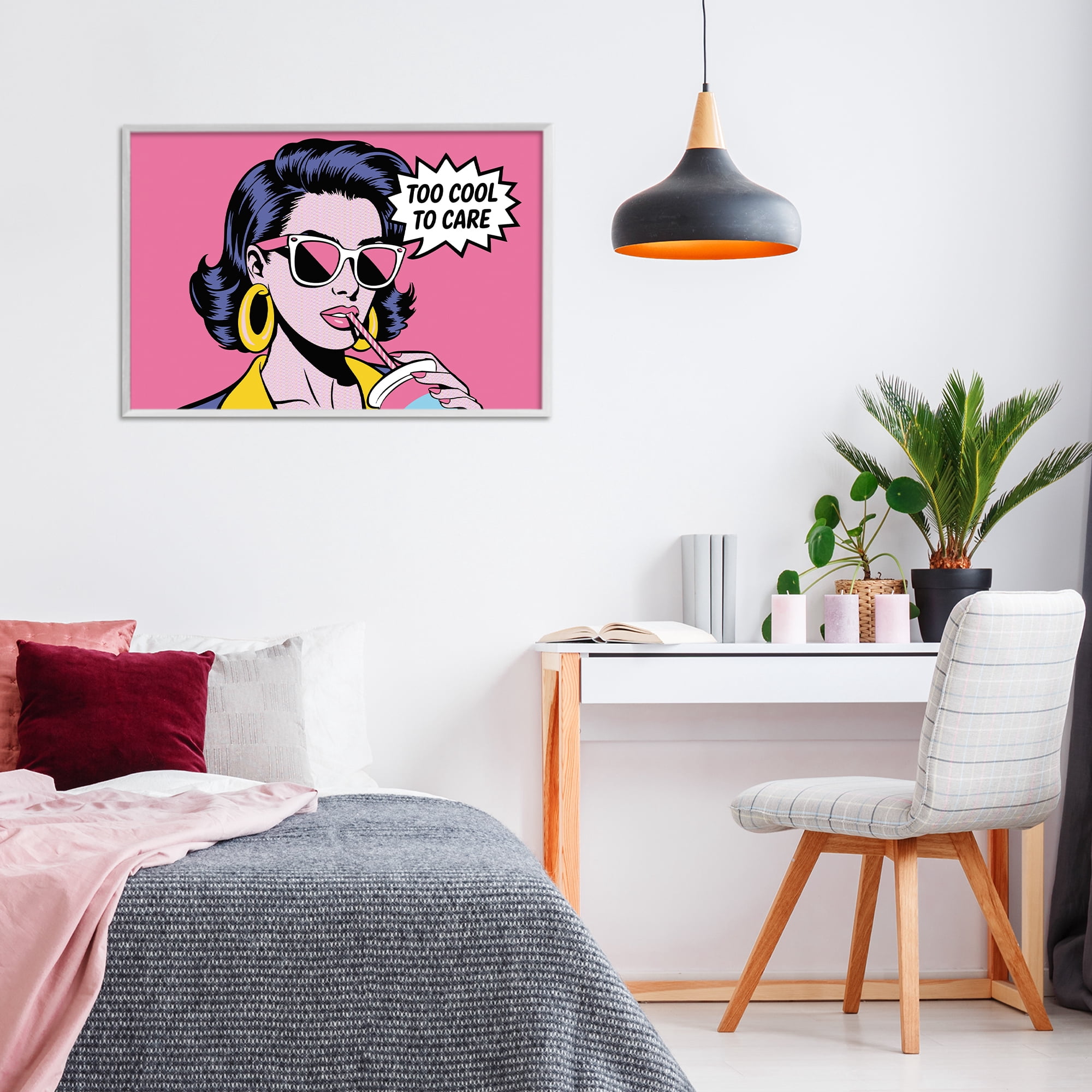 Stupell Industries Too Cool To Care Iconic White Framed Giclee Art, design by Andreas Magnusson
