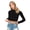 Black, variant on Women's Long Sleeve Crop Tops Buttery Soft Y2K Baby Tee Super Stretch Casual, Workout Shorts T-Shirts (Dill Green, X-Small)