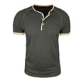 thumbnail image 4 of T-Shirts For Man Short Sleeve Crew Neck Henley Shirts Basic Grey Button Up Shirt Mens Work Shirts, 4 of 5