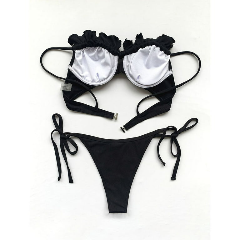 Womens Push Up Bandage Sports Bra Bikini Set Solid And Panty Swimsuit For  Sports And Vacation From Xiaofengbao, $15.99
