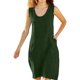 thumbnail image 1 of Largo Vestido de Verano Fluido para las Mujeres Color Sólido Estilo de Lino Rodilla-Longitud Vestido de Sol Casual, Poliéster Suave con Bolsillos, 1 of 6