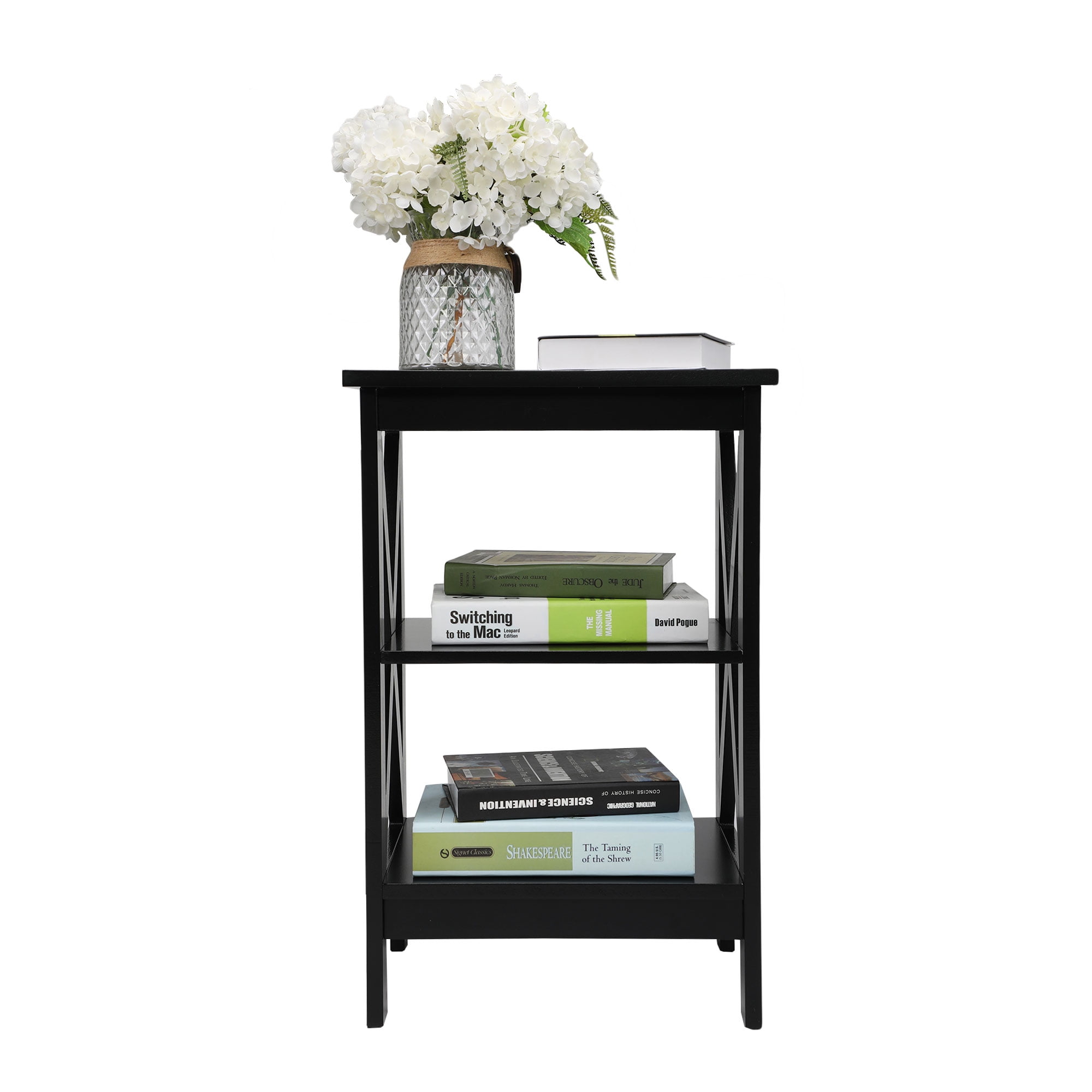 Kepooman Modern Versatile Set of 2 Nightstands Side End Table Night Stand Storage Shelf with Storage Shelf, X-Shaped Design for Living Room Bedroom, Black Kepooman Modern Versatile Set of 2 Nightstands Side End Table Night Stand Storage Shelf with Storage Shelf, X-Shaped Design for Living Room Bedroom, Black