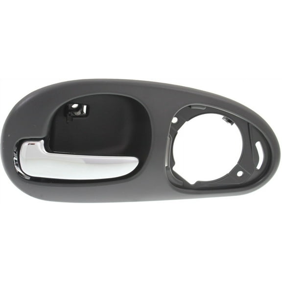 Interior Door Handle Compatible with 1999-2004 Chrysler 300M Rear, Driver Side Sedan Chrome Lever with Black Bezel
