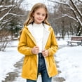 thumbnail image 5 of Puntoco Girls Long Rain Jacket Waterproof with Hood Lightweight Windbreaker Raincoat Plus Size Travel Camping Outdoor Coat Yellow 12-13 Years, 5 of 9