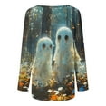 thumbnail image 4 of Oplxuo Halloween T-Shirt for Women Crew Neck Long Sleeve Ghost Print Blouse Flowy Plus Size Tunic Top to Wear with Leggings, 4 of 4