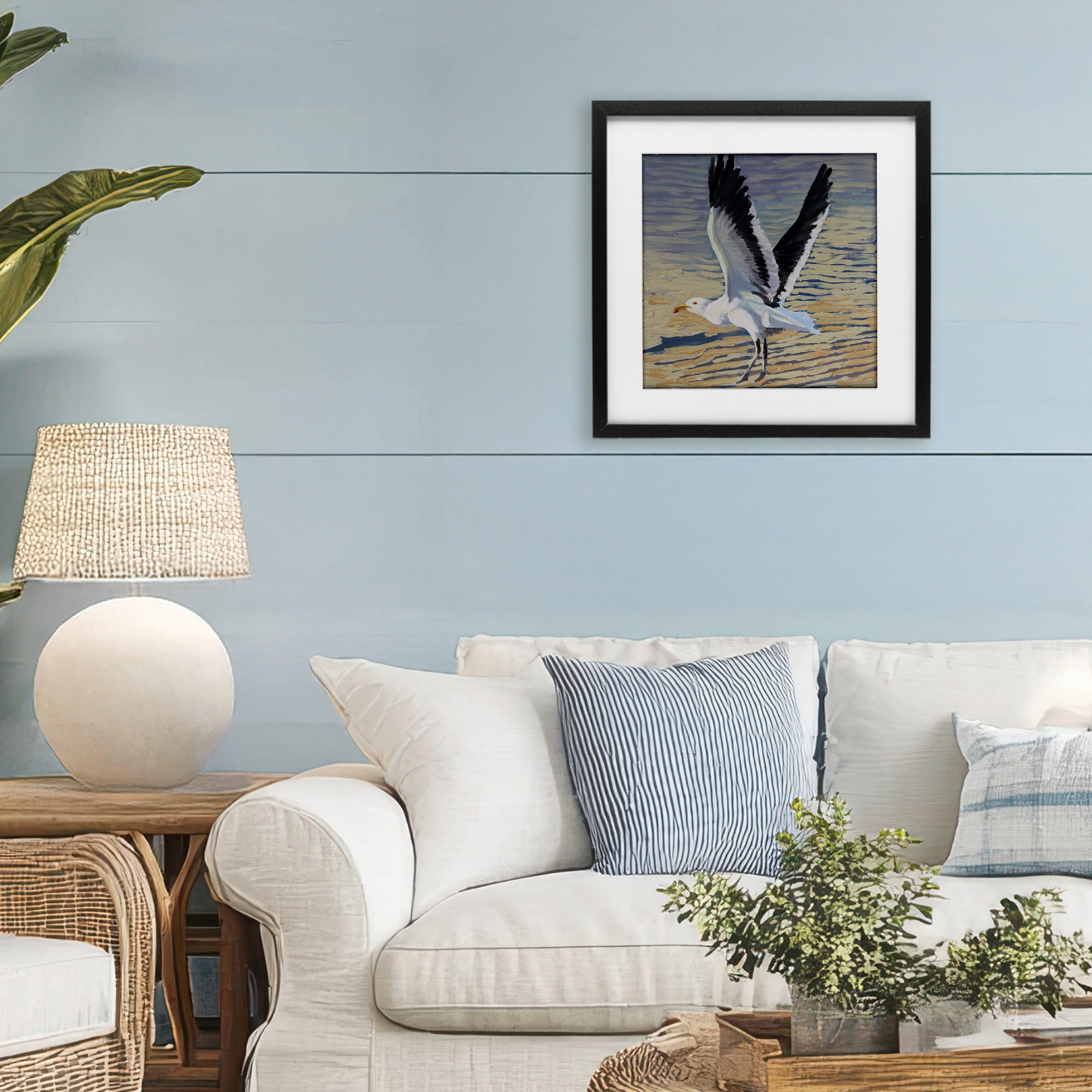 Stupell Industries Seagull Taking Flight Black Framed Print Under Glass, design by Violeta Vollmer