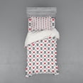 thumbnail image 2 of Ambesonne Geometric Bedding Set 4 Pcs, Skulls Red Hearts, Queen, Grey Red Coconut, 2 of 3