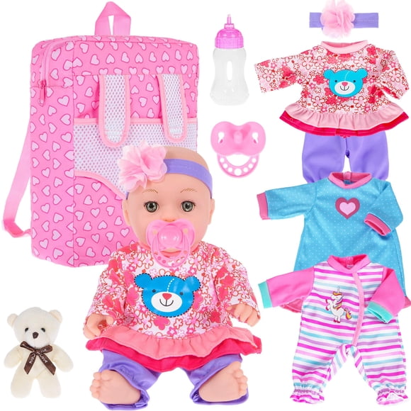 Muñeca eBuddy Reborn de 30 cm con 3 juegos de ropa, mochila y accesorios
