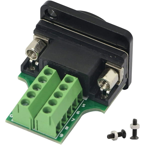 QIANRENON DB9 RS232 Serial to Terminal Female Adapter Connector Breakout Board, 9 Pin Welding-Free D-Type