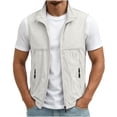 thumbnail image 2 of Mifsaly Men's Lightweight Windbreaker Vest Stand Collar Zip Up Sleeveless Jacket Casual Sportswear Running Outerwear Waistcoat with Zip Pockets for Golf Hiking Travel White,XXXL, 2 of 5