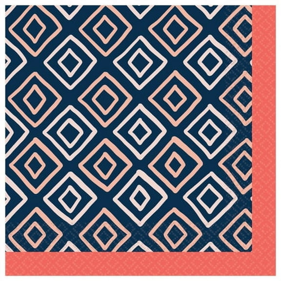 Pantone Living Coral Theme Party Beverage Napkins DIAMOND