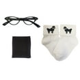 thumbnail image 5 of Hip Hop 50's Shop 1950s Toddler Poodle Skirt with Scarf, Bobby Socks, and Glasses, 4 Piece Halloween or Pretend Play Costume Set (Hot Pink), 5 of 5