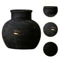thumbnail image 6 of deevoka Rustic Ceramic Vase Wabi Bud Vase Desktop Display Farmhouse Flower Vase Black 15x15x14cm, 6 of 9