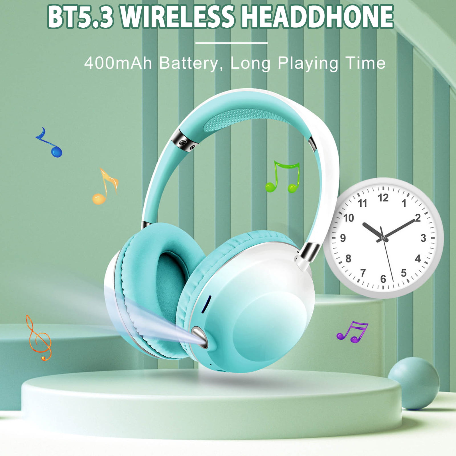 WJSXC Bluetooth headphones Clearance, Bluetooth Tri- Mode Headset Wireless  Heavy Bass Over-Ear Foldable Wireless And Wired Stereo HeadsetSoft Earmuffs  &Light Weight For Prolonged Wearing 